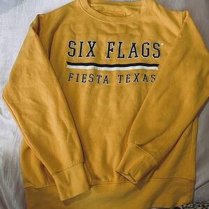 Yellow Orange Preppy Six Flags Sweater